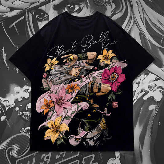 Gyro Zeppeli Steel Ball Run Floral Tee