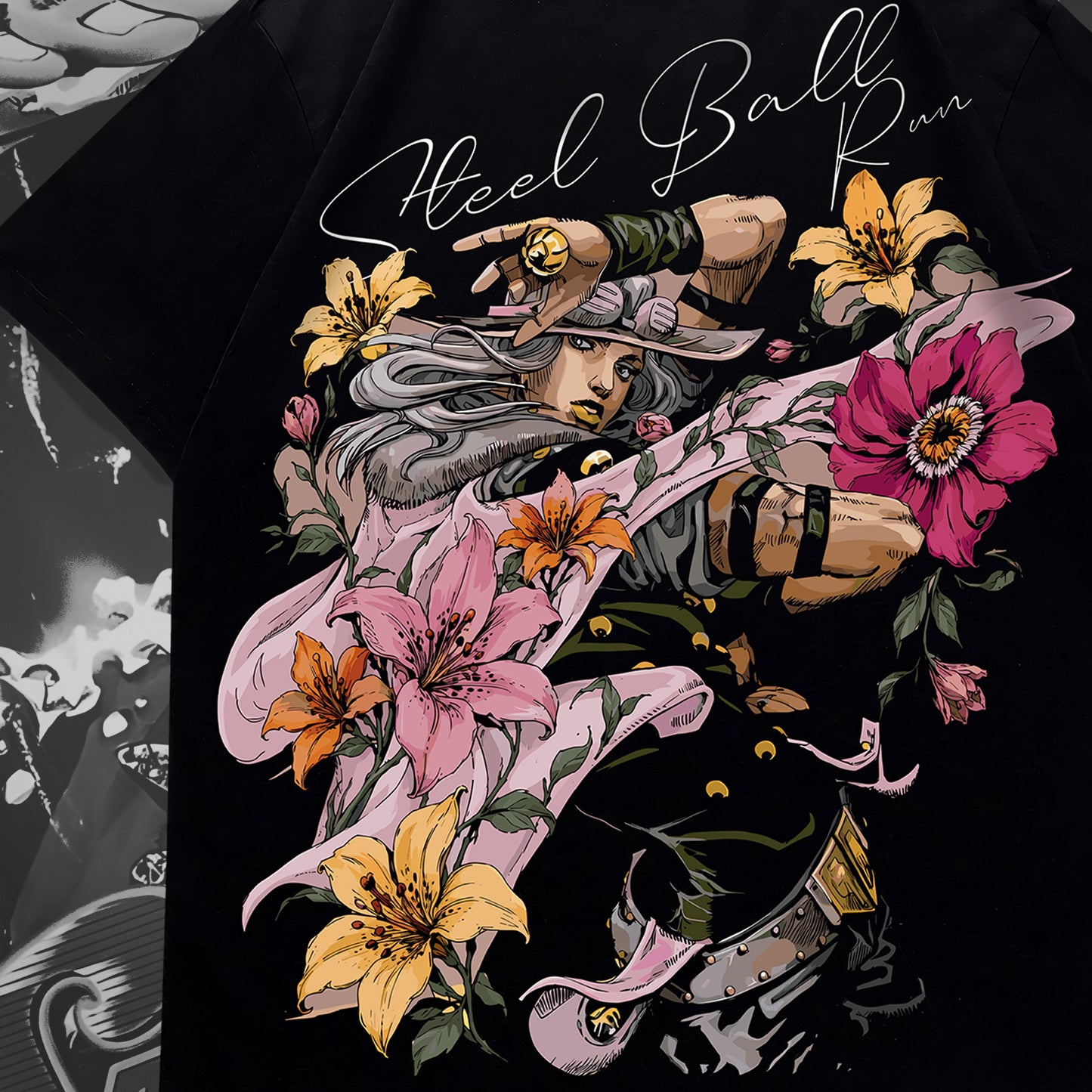 Gyro Zeppeli Steel Ball Run Floral Tee