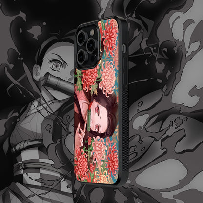 Nezuko Flowers Mobile Glass Case