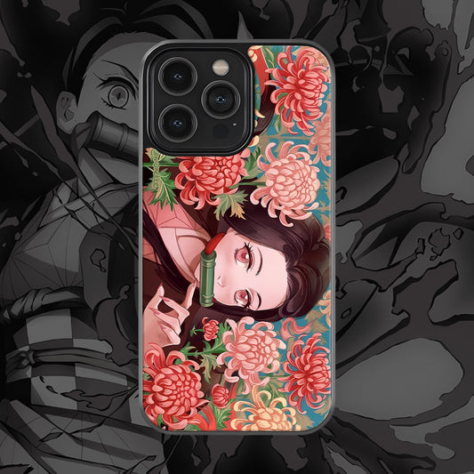 Nezuko Flowers Mobile Glass Case