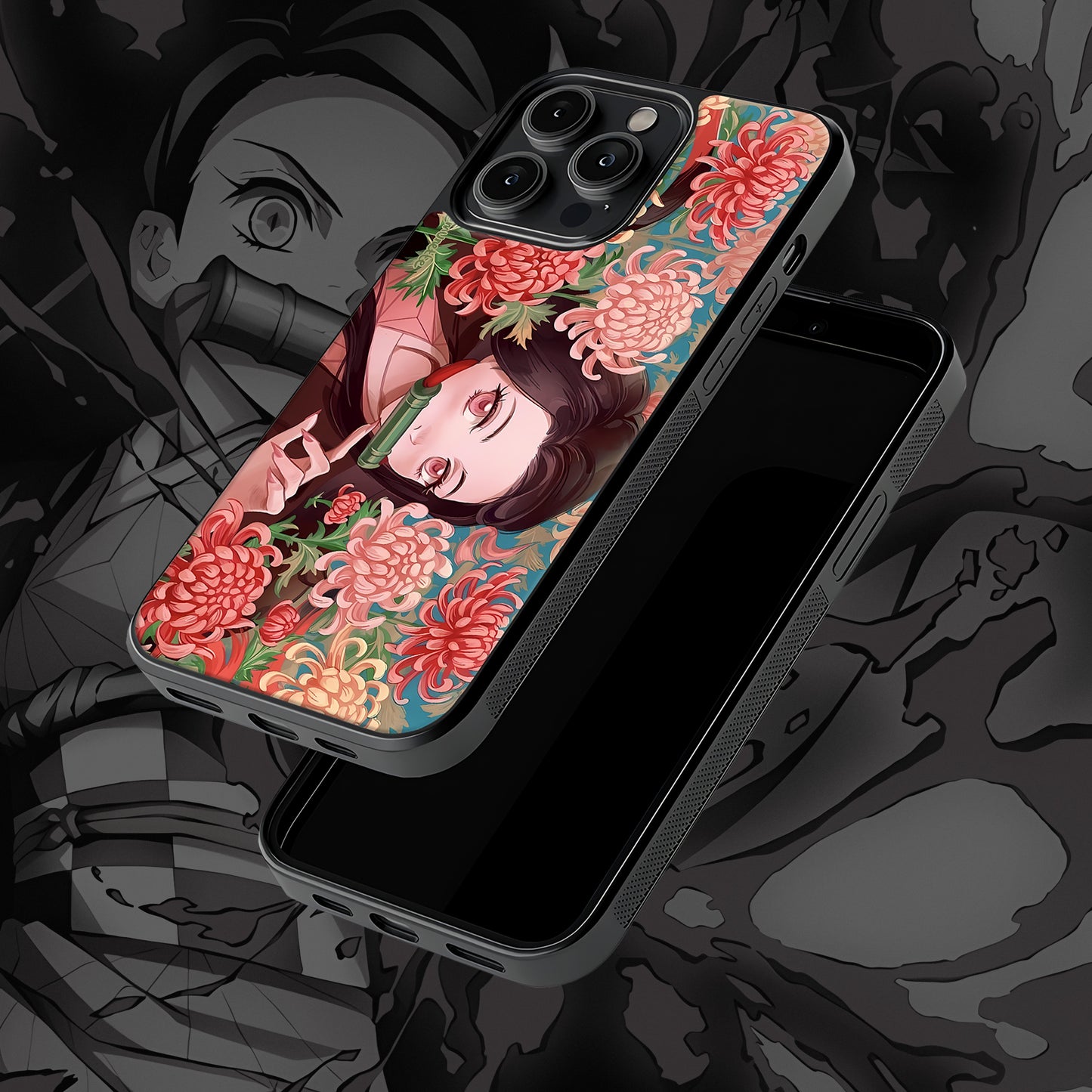 Nezuko Flowers Mobile Glass Case