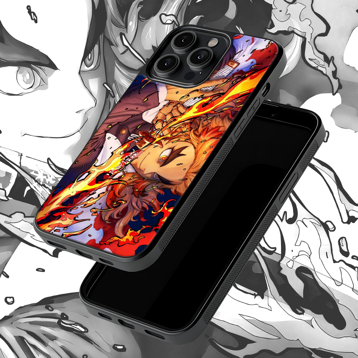 Rengoku Flames Mobile Glass Case